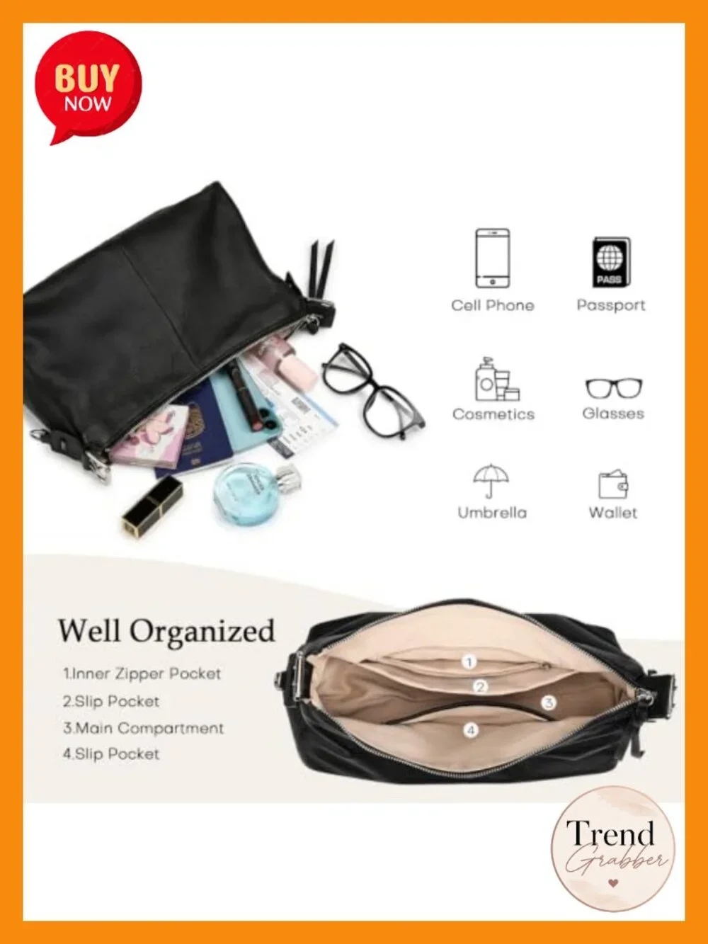 Genuine Leather Hobo Bag 9.7L Convertible Crossbody Shoulder Tote
